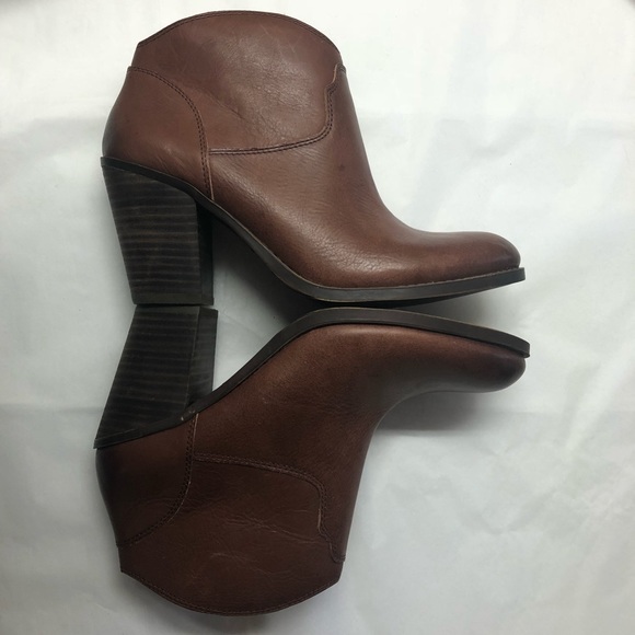 Lucky Brand Brown Leather Ankle Boots Size 10 - Picture 7 of 7
